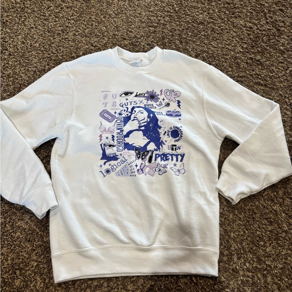 Olivia Rodrigo White Graphic Crewneck Sweater
